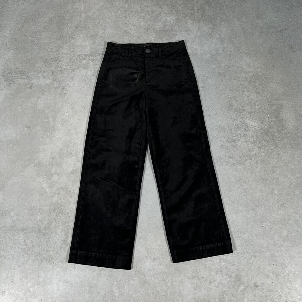 Paige Pants Women Size 25 Black Velour Straight Leg Cropped Heavy Casual